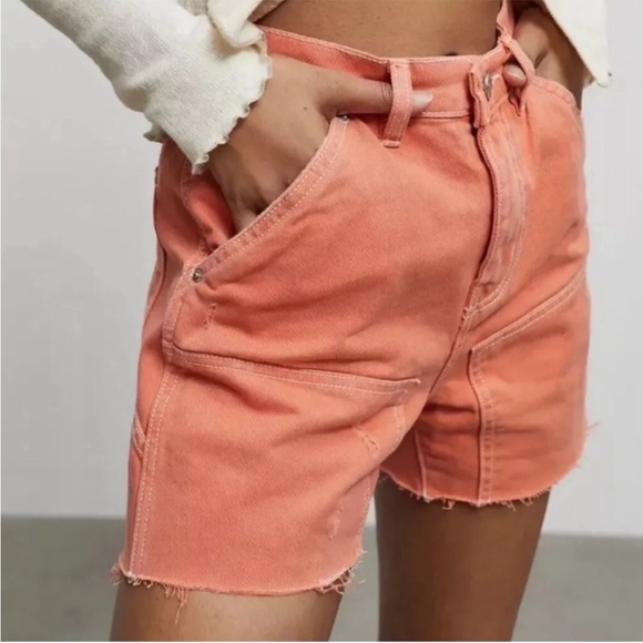 UO BDG Cut Off Carpenter Orange Shorts - Picture 8 of 8